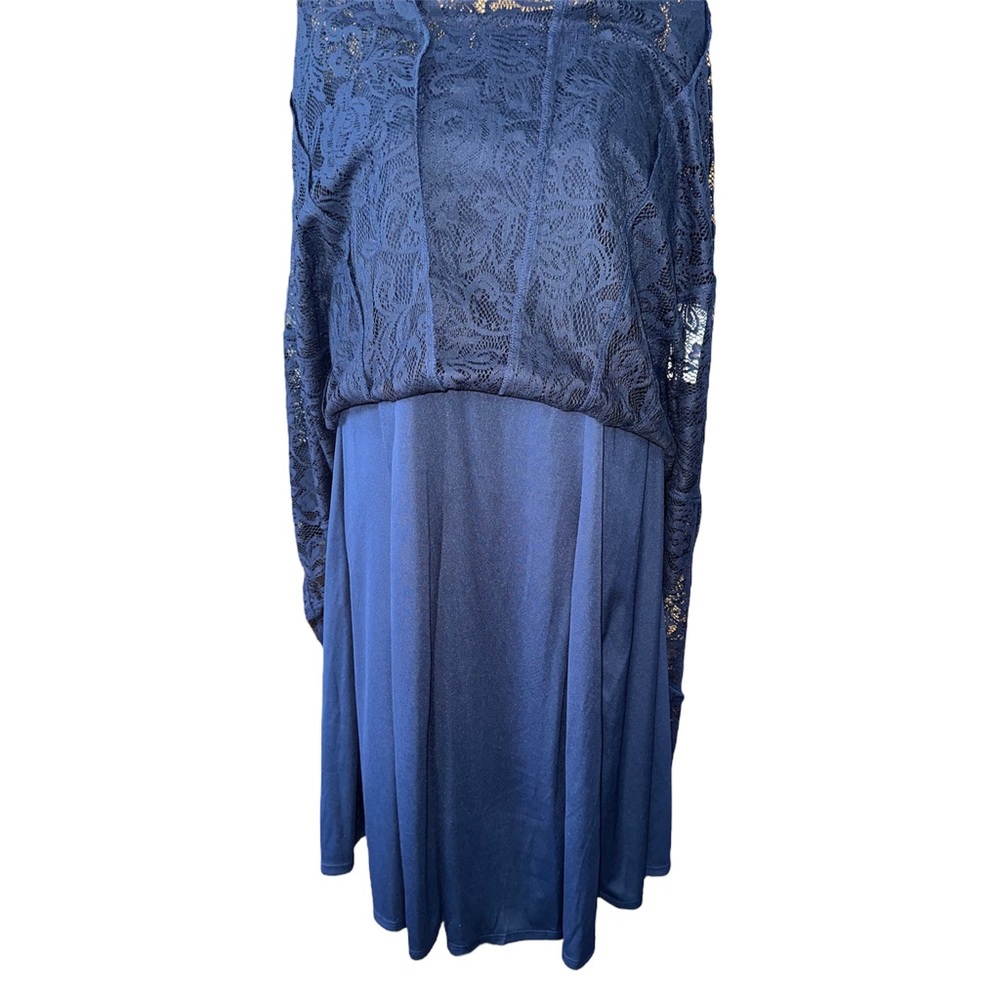 NWT Dressbarn Women's Navy Blue Floral Lace Sleeveless Fit and Flare Midi Dress - Picture 5 of 10